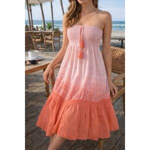 Ana & Rose Pink Ombre Convertible Dress Skirt Smocked Boho M